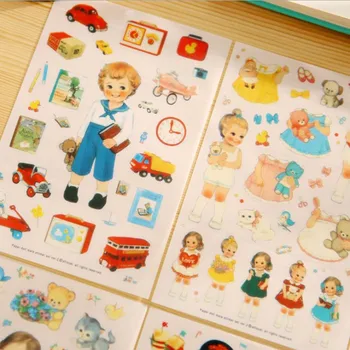 

6sheets/pack Kawaii Cartoon Girl Paper/PVC Stickers Decoration DIY Diary Note Label Multifunction Student Gift