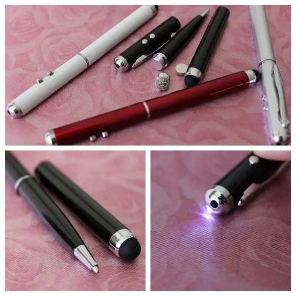 DHL &amp 300pcs/lot Capacitive touch Screen pen Stylus 4 in 1 laser Pointer ballpoint Writting Pen For iphone ipad samsung HTC LG |