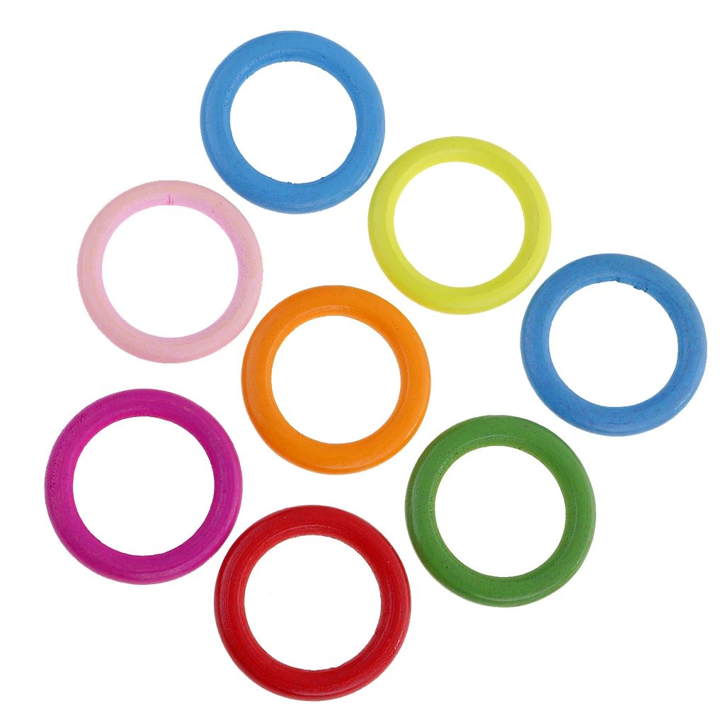 50pcs Colorful Wood Circle Ring Pendant Connectors DIY Jewelry Findings 33mm