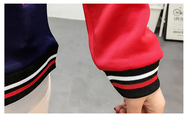 2019 Women's Patchwork Jacket Coat Female Basic Jackets Autumn Long Sleeve Baseball Jackets Plus Size Embroidery Chaquetas Mujer (12)