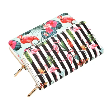 

Cute Wallets Floral Flamingo Print Women Long Wallet Large Capacity Purse Phone Bag PU Leather Ladies Card Holder Clutches
