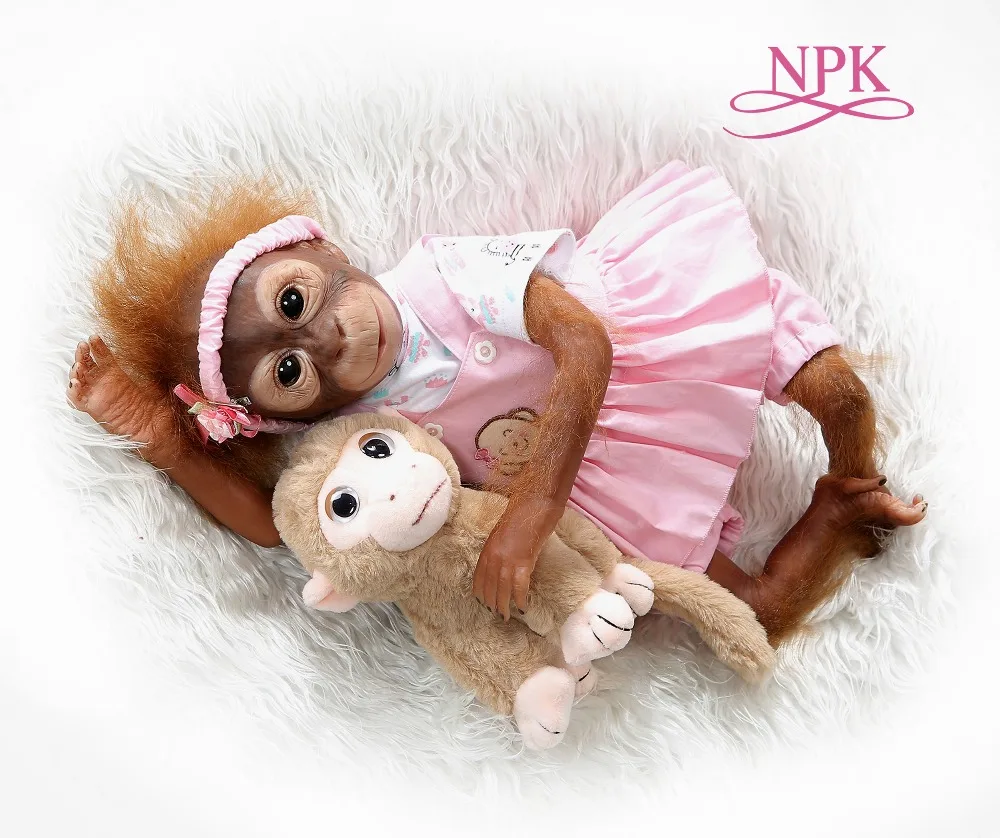 

NPK New 52CM handmade detailed paint reborn baby Monkey newborn doll collectible art high quality