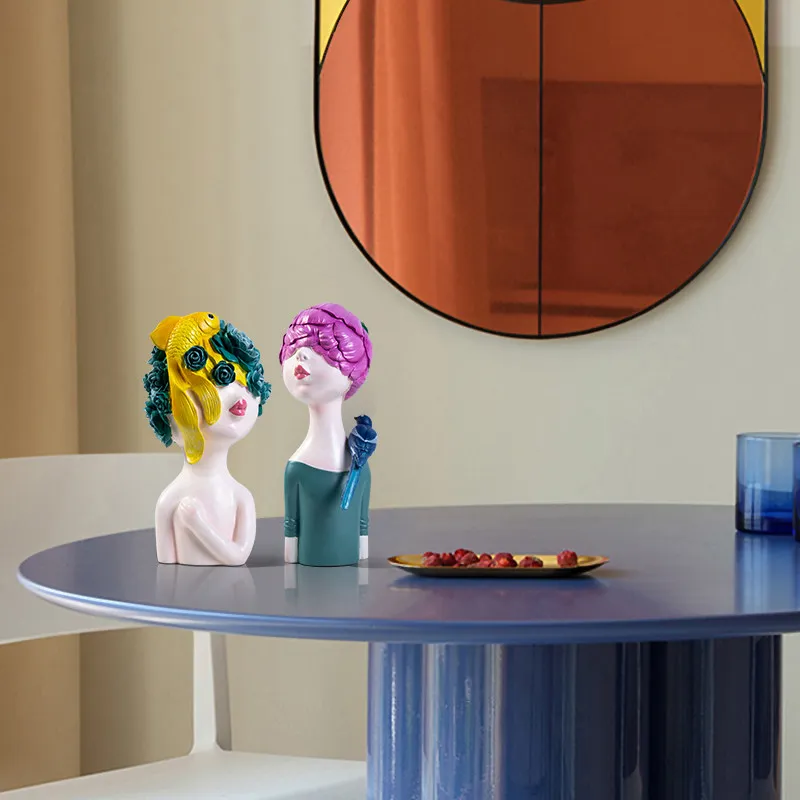 Ceny Nordic Ins moda żywica ptaki dziewczyna śliczne figurki aniołów statua akcesoria domowe ozdoba na biurko rzemiosło dekoracja prezent ślubny