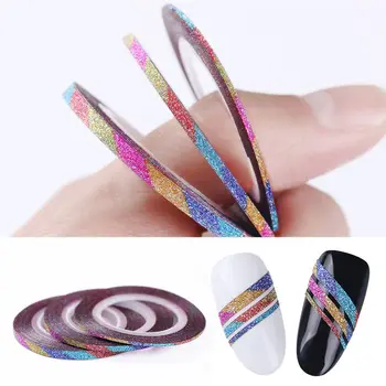 

3 Pcs/set Matte Nail Rainbow Glitter Foil Nail Sticker Art Glitter Striping Tape Line Decals Art All Decoration for Nail