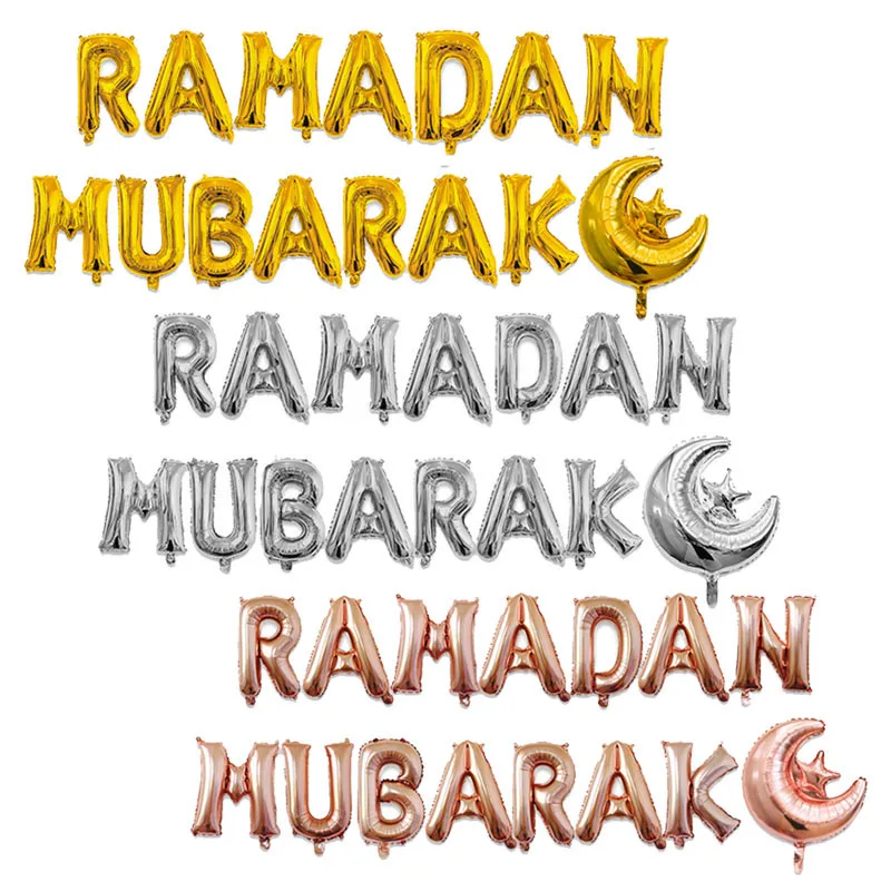 

Ramadan Decoration Eid Party Gifts Eid Mubarak Party Foil Balloons Islamic Ramadan Mubarak Favors Glitter Cake Toppers