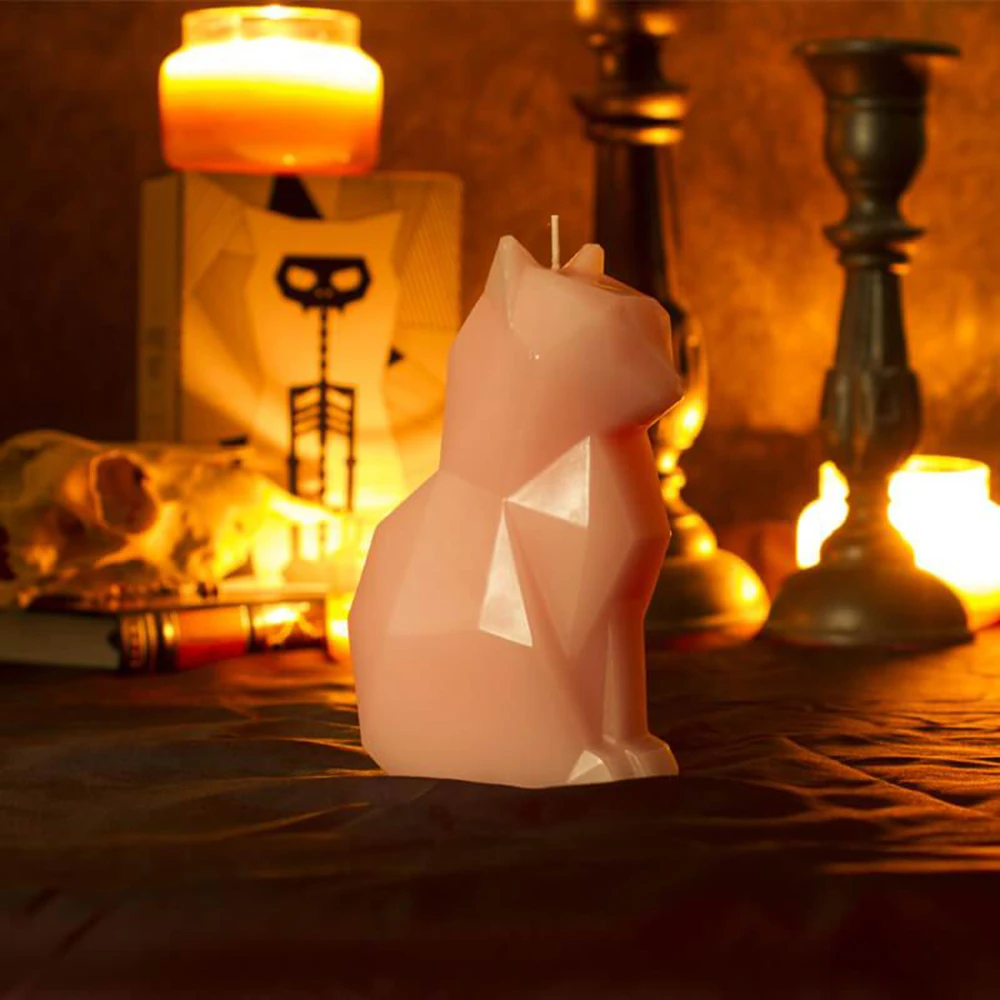 1 Pcs Black Cat Candle Pet candle Handmade candle Craft Scary skeleton