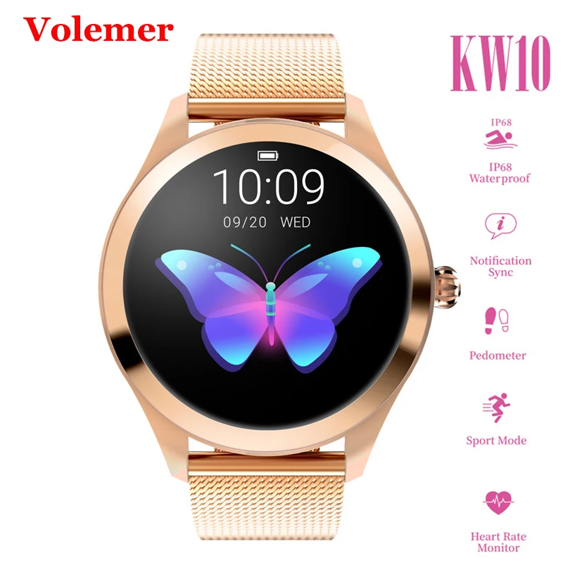 

Volemer Hot Kw10 Smart Watch Women Ip68 Waterproof Heart Rate Monitoring Bluetooth For Android Ios Fitness Bracelet Smartwatch