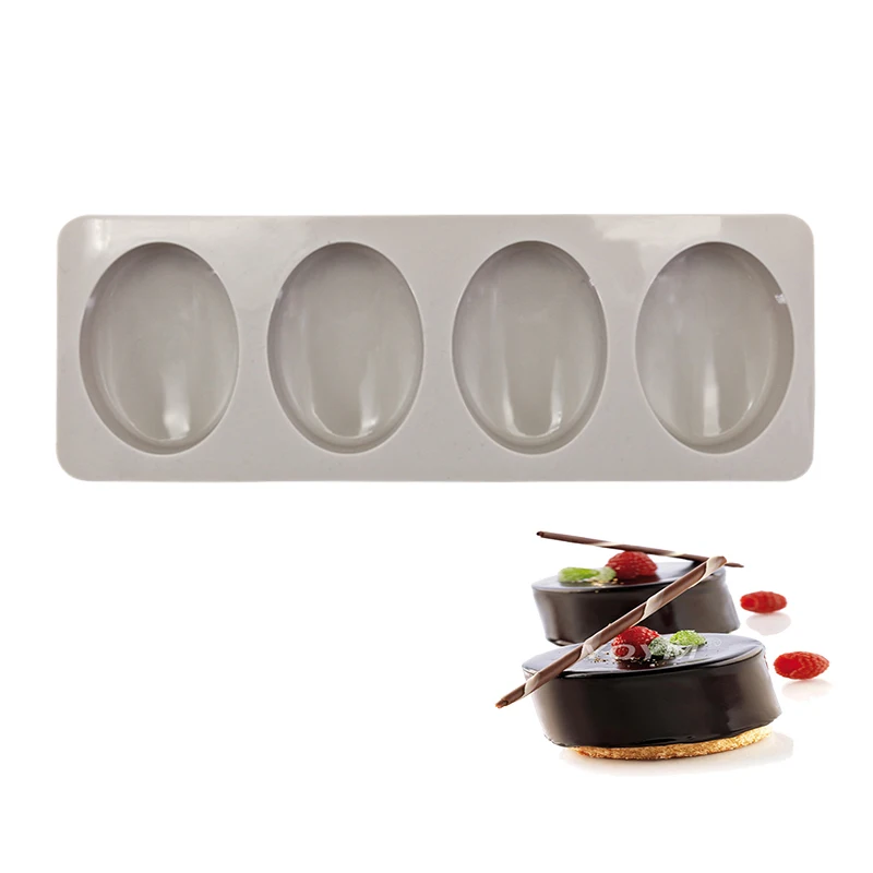 4 Cavity Oval Soap Mold Silicone Form Cake Making DIY Mould Baking