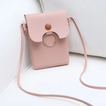 

Crossbody Single Shoulder Bag Mini Cellphone Bag with Strap Round Ring for Women OH66