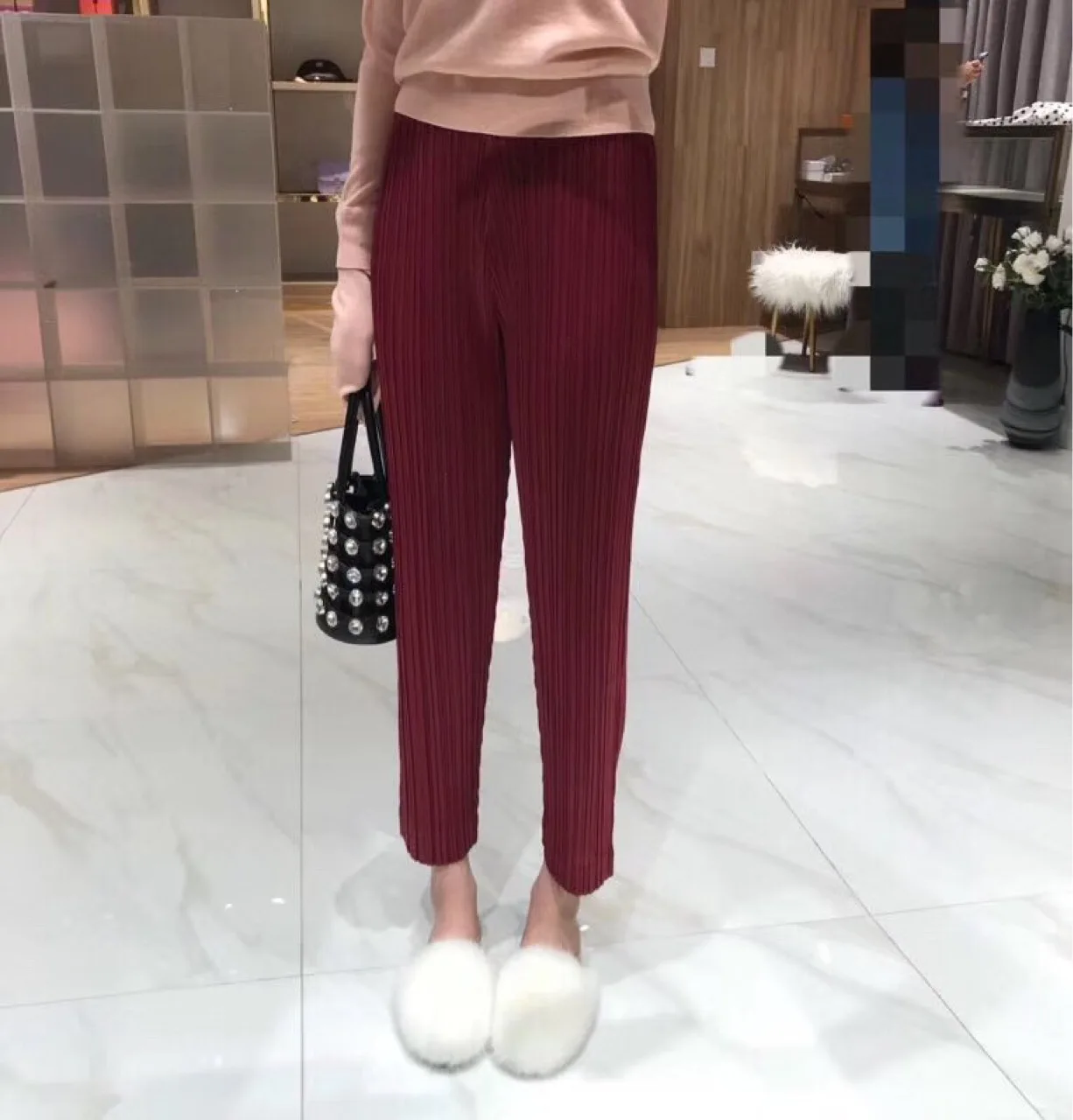 

Five-colour nine-minute trousers miyake alternate pleating technology rich levels pleats pants free shipping