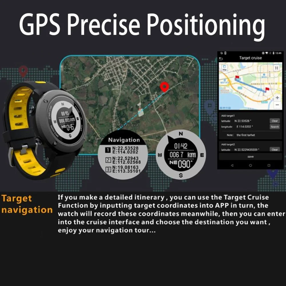 696 Профессиональные с GPS Спорт на открытом воздухе Смарт часы UW90 спортивные