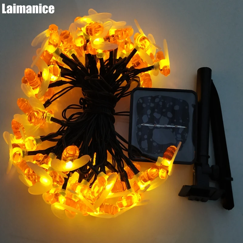 5M/7.5M/12M Outdoor Waterproof String Lights Honey Bee Shape Led Fairy Solar Powered Night Lamp for Garden Fence Decoration 5M/7.5M/12M Outdoor Waterproof String Lights Honey Bee Shape Led Fairy Solar Powered Night Lamp for Garden Fence Decoration