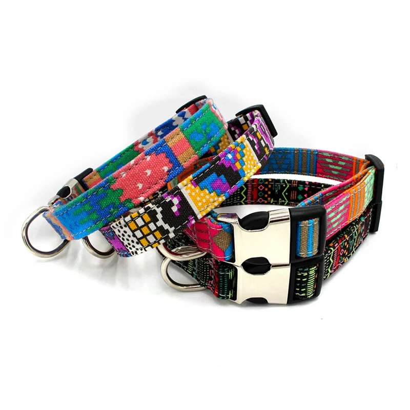 

Dog Bohemian Collar Engraved Pet Name Dog Collar Anti-lost Dogs Neck Strap Collar ID Tag Nylon Adjustable Collar