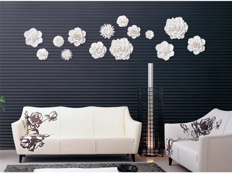 Белый керамический цветок украшение стены гостиной искусство спальня стены ТВ фон стены стерео орнамент ремесла