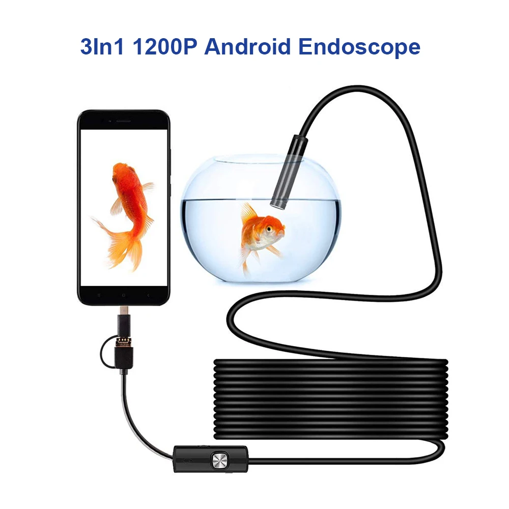 Goedkoop IP68 1200 p Android 8mm Micro USB Type c USB 3 in 1 Computer Endoscoop Borescope buis Waterdichte USB Inspectie Mini Video Camera