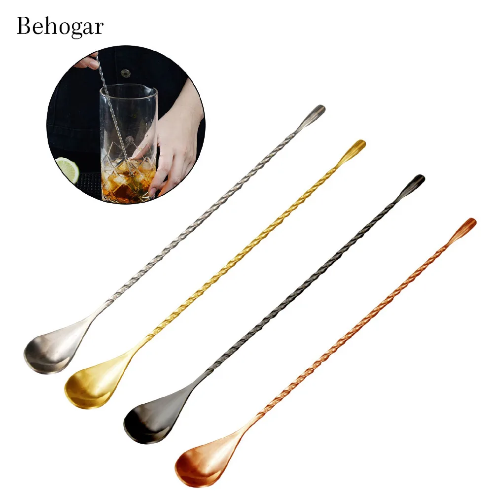 Stainless Steel Teardrop Bar Spoon - Long Handle Cocktail Stirrer For Mixing Drinks, Home Or Bar Use