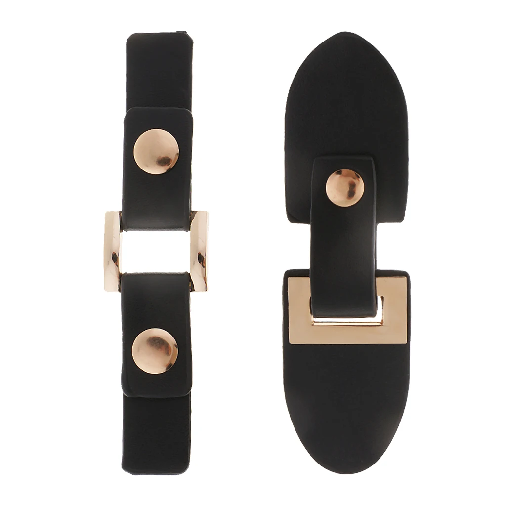 1 Pair Black Metal & PU Leather Snap Toggle Button Sew on Buckle for Bag Making Clothing Decor