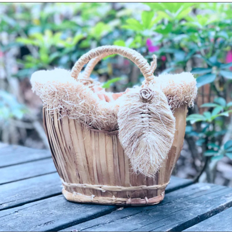 

Thai Handmade Straw Packing INS Designer DIY Original Handmade Design Double Layer Straw Packing with Lining Zipper