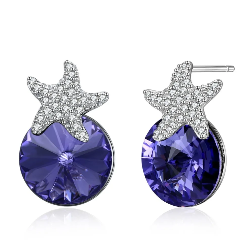 Женские серьги с кристаллами Swarovski LEKANI сережки из кристаллов 925 пробы ювелирные