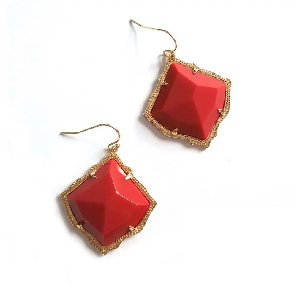 Red gold Новая Мода кайт граненый AB стекло каменная капля серьги для женщин - Окраска металла: Red gold
