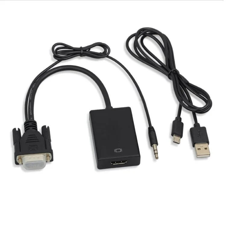 

1 pcs HD VGA to hdmi computer to TV extension cable VGA to HDMI with audio with power supply