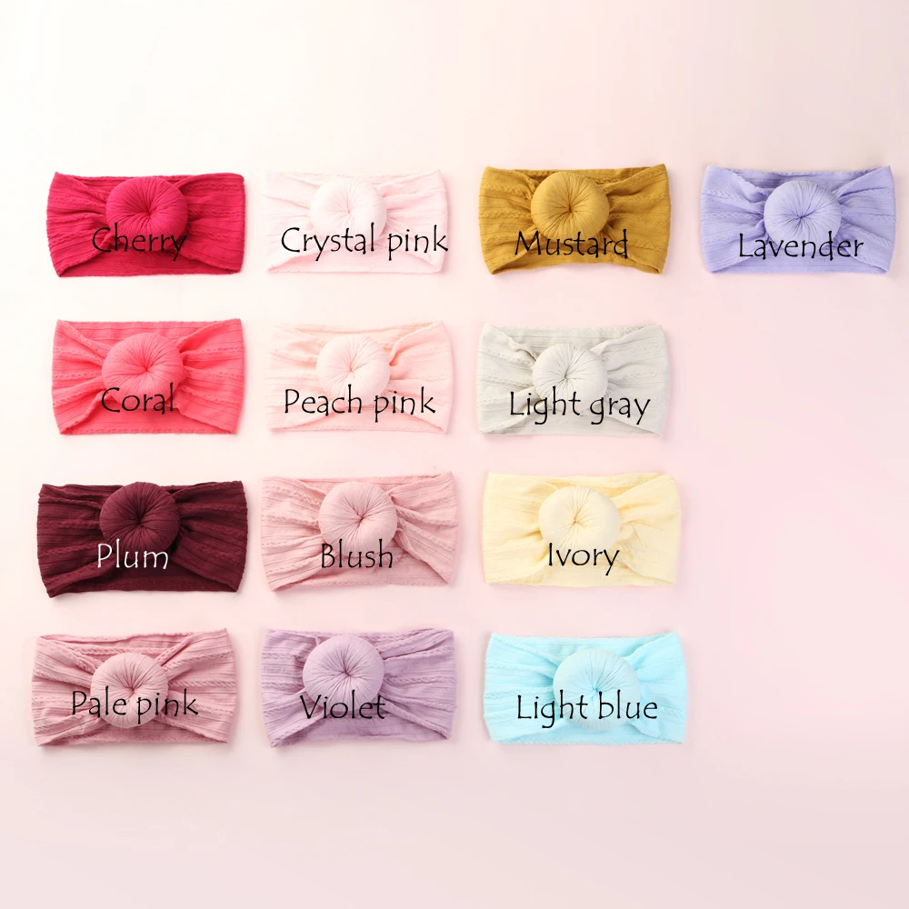 

50 pcs/lot, Wholesale Round Knot Nylon Headwraps, Cable Knit Donut Nylon Turban Headbands, Kids Girls Hair Accessories