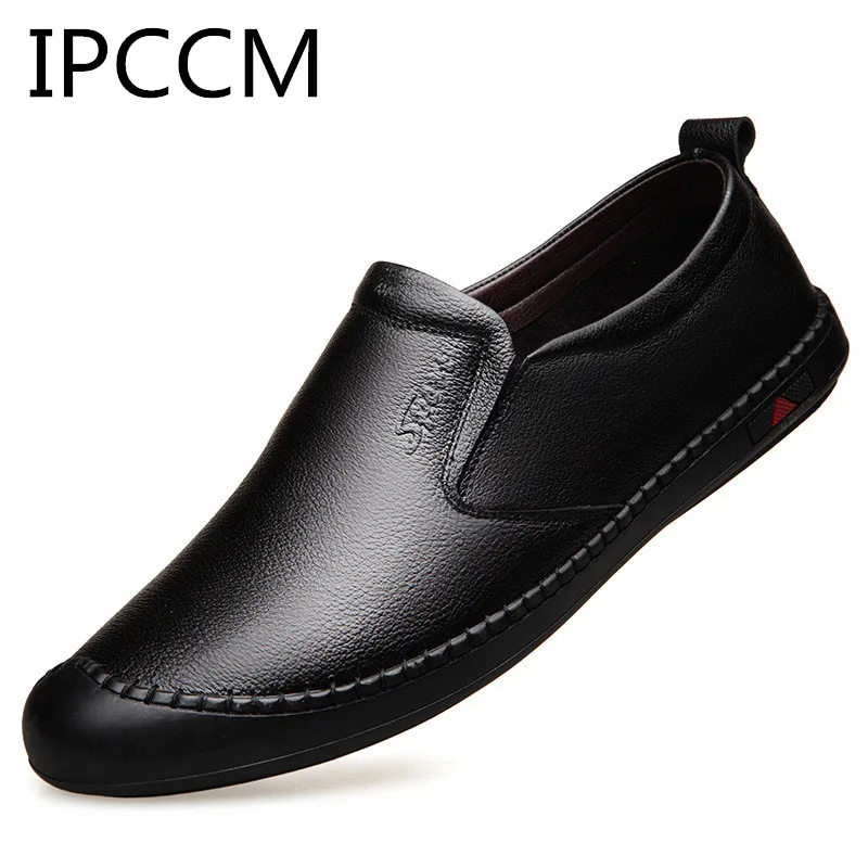 

IPCCM Autumn New Fashion Breathable Leather Handmade Men's Casual Soft Bottom Comfortable Slip Light And Comfortable