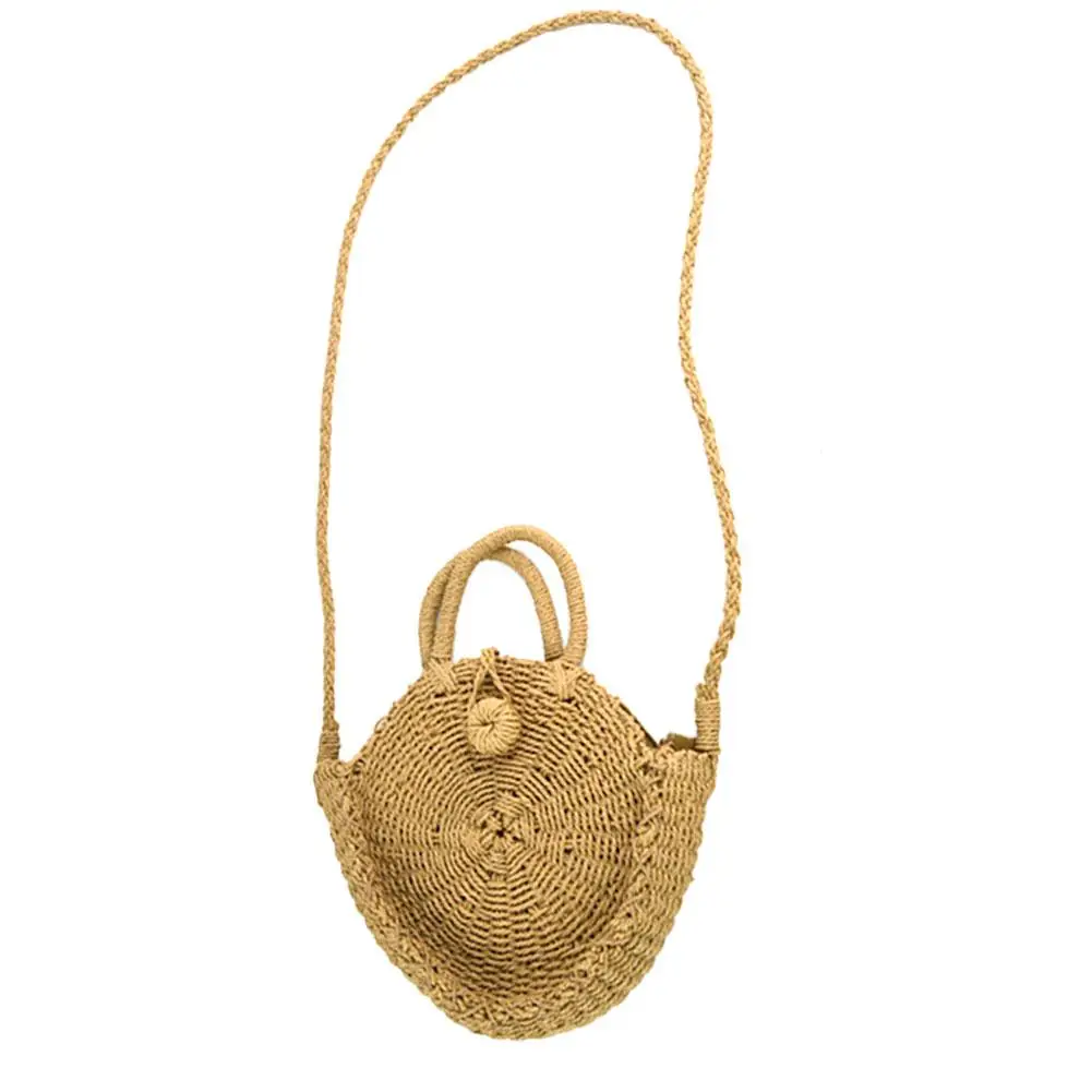 Модная пляжная сумка ручной работы из ротанга и соломы в богемном стиле, круглая винтажная пляжная сумка в ретро стиле, маленькая круглая домашняя сумка для хранения для женщин