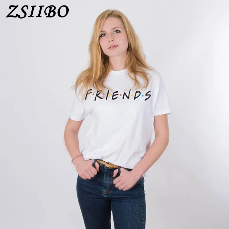 Летняя и осенняя женская футболка с длинными рукавами надписью FRIENDS повседневная