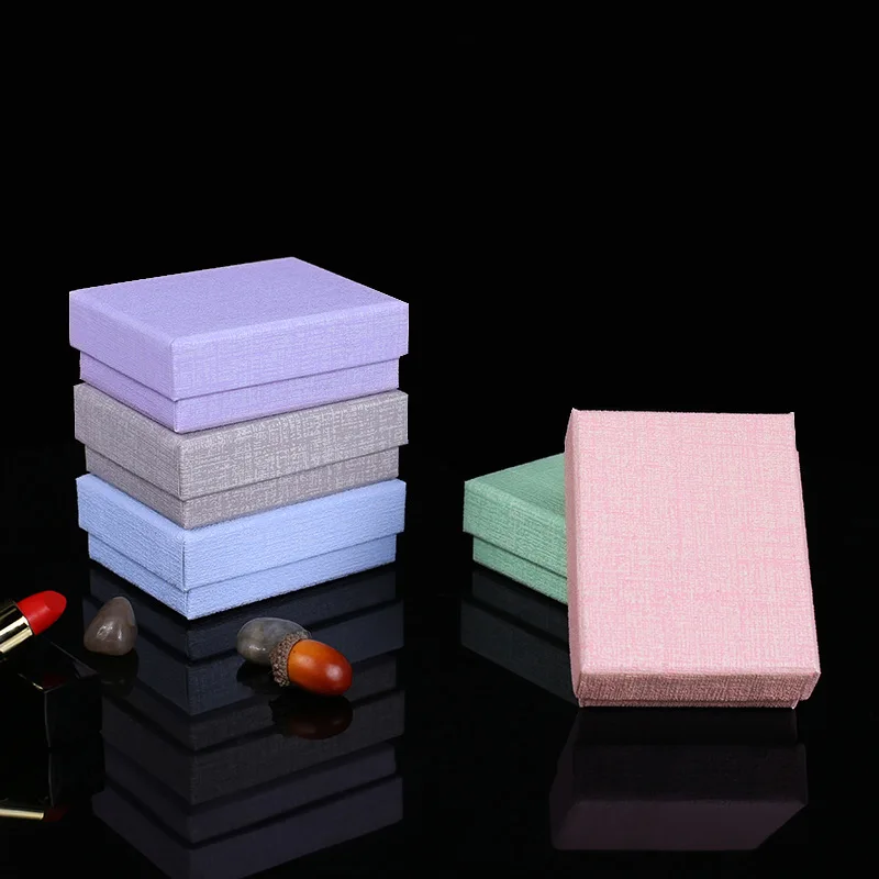 

High Quality 5 Pack/Lot 7.4x9.4x3.5 cm 5 Colors Kraft Paper Craft Jewelry Set Boxes Necklace Pendant Earring Gift Box Cases