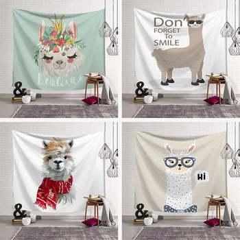 

Custom Tapestry Boho Home Decor Mandala Animales Tapestries Alpaca Pattern Wall Blanket Fashion Psychedelic macrame carpet rugs