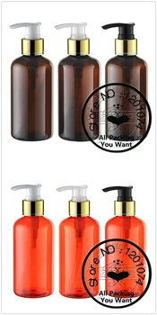 

220ml pretty colors PET bottle with shiny gold aluminum pump.for lotion/hand wash/Shampoo/moisturizer/facial water PET container