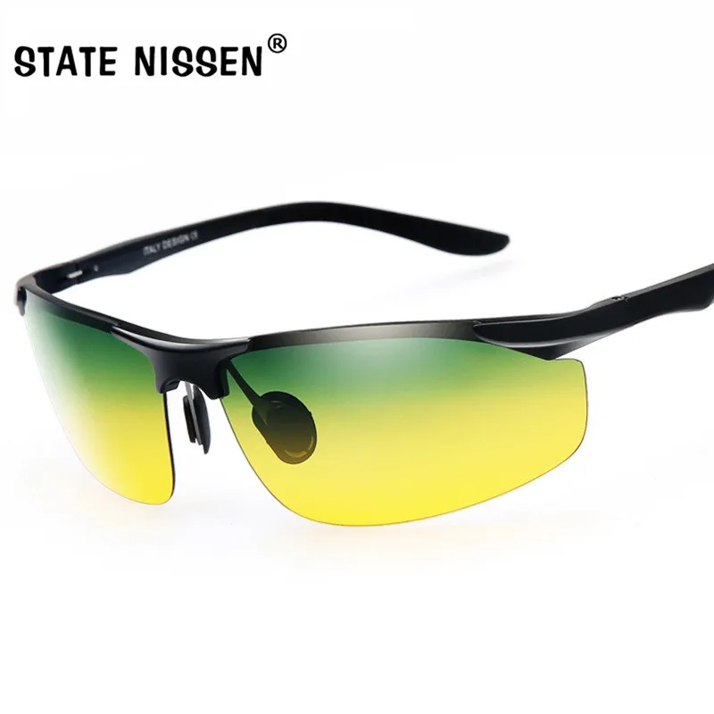 

STATE NISSEN Outdoor Riding Sunglasses Men Reflective Night Vision Anti-glare Goggles UV400 Car Sunshade Plarization Sunglasses