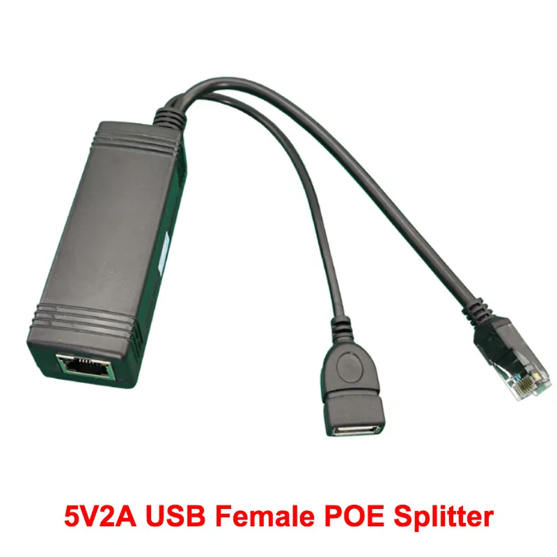 

Lihmsek Featured DC5V 2A USB Female POE Splitter DC38-56V Input 802.3af Standard 100M data power transmission Isolated POE