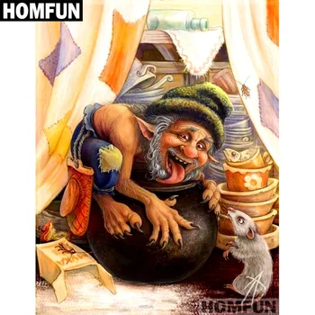 

HOMFUN Full Square/Round Drill 5D DIY Diamond Painting "Old man & mouse" Embroidery Cross Stitch 5D Home Decor Gift A01741