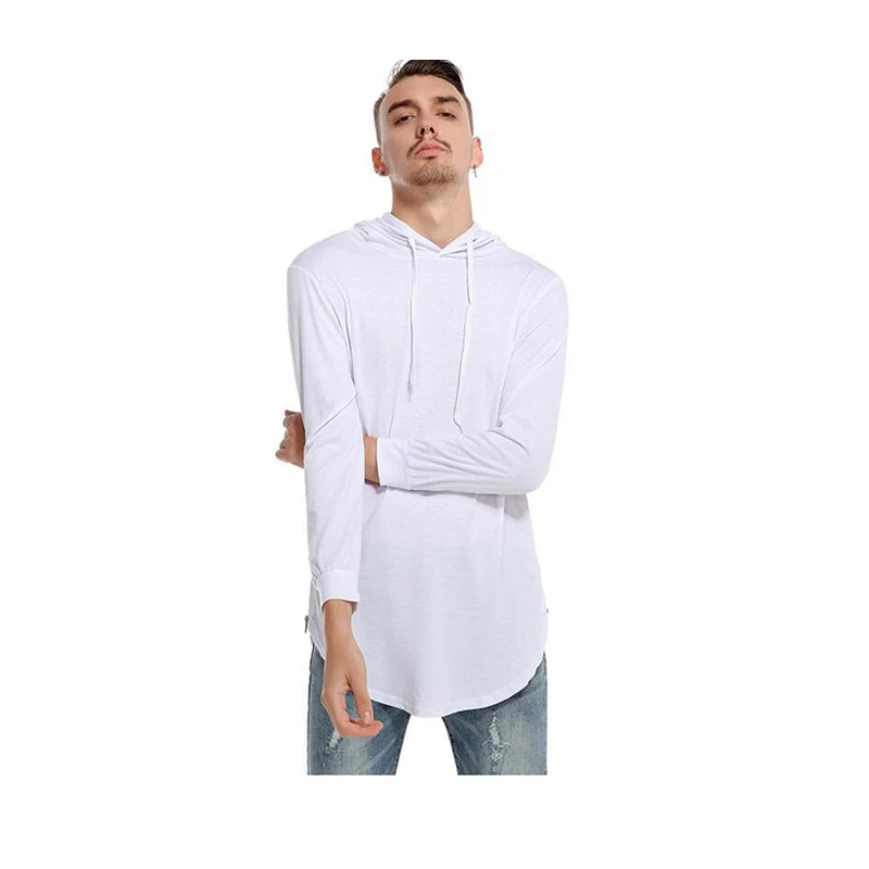 

T Shirt Men New Personality High-end Street Style Hooded T-shirt Long-sleeved Long Men's Clothing Streetwear Gym Men T Shirt