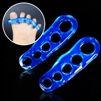 1 Pair Silicone Gel Foot Fingers 5 Holes Toe Separator Thumb Valgus Protector Bunion Adjuster Hallux Valgus Guard Feet Care