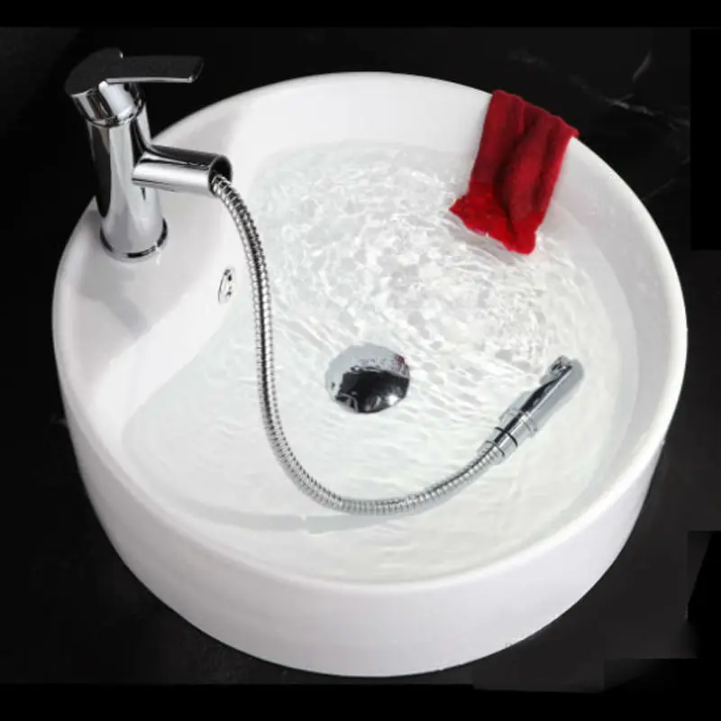 Kes L3903A مرحاض الحمام واحدة ليفر الغرور بالوعة صنبور مع الانسحاب رذاذ عصا ، مصقول كروم