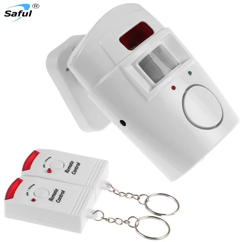 Sistema de seguridad para el hogar, Detector de alarma con Sensor de movimiento infrarrojo IR, Monitor de alarma de 105dB, sistema de alarma inalámbrico + 2 mandos a distancia