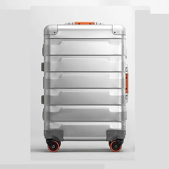 Новая мода 20 24 дюймов багаж на колёсиках Алюминиевая сумка на колесах твердая дорожная сумка 20' женская сумка-интернат для переноски чемоданов багажника - Цвет: Серебристый