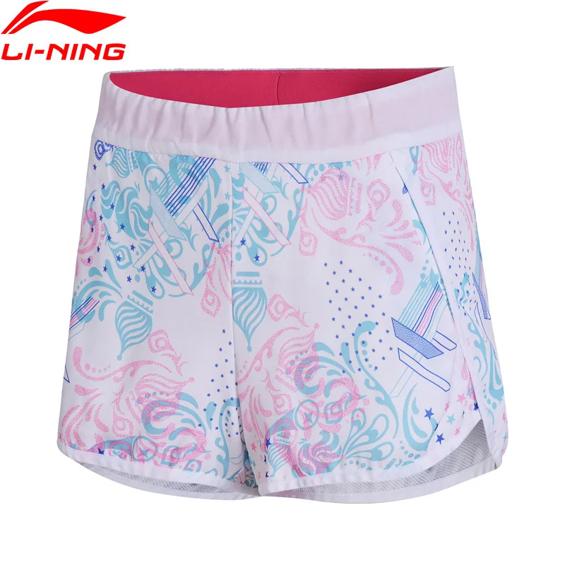 Женские спортивные шорты Li Ning прямые дышащие с подкладкой из 100% полиэстера AKSN066