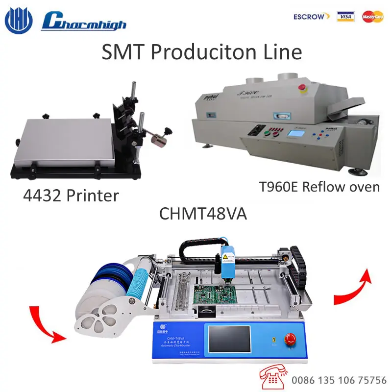SMT наборы: 4432 трафаретный принтер/CMHT48VA настольный Pick and Place Machine/светодиодный 960e