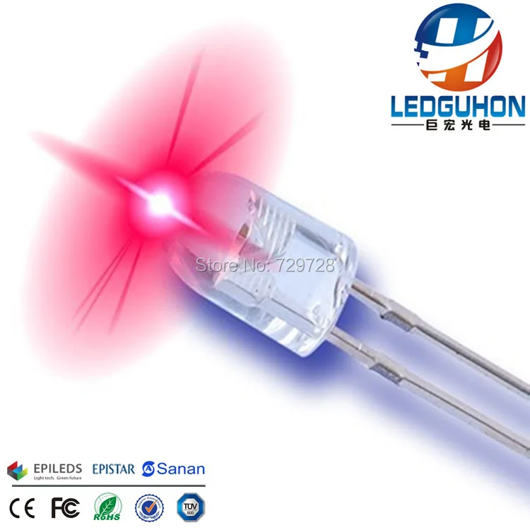 

water clear 5mm oval red led diode used for outdoor led display