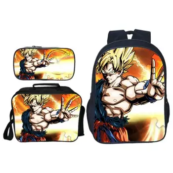 

3Pcs/Set Printing Cartoon 3D Dragon Ball Kids Baby School Bags Super Saiyan Sun Goku School Backpacks Children Schoolbag for Boy