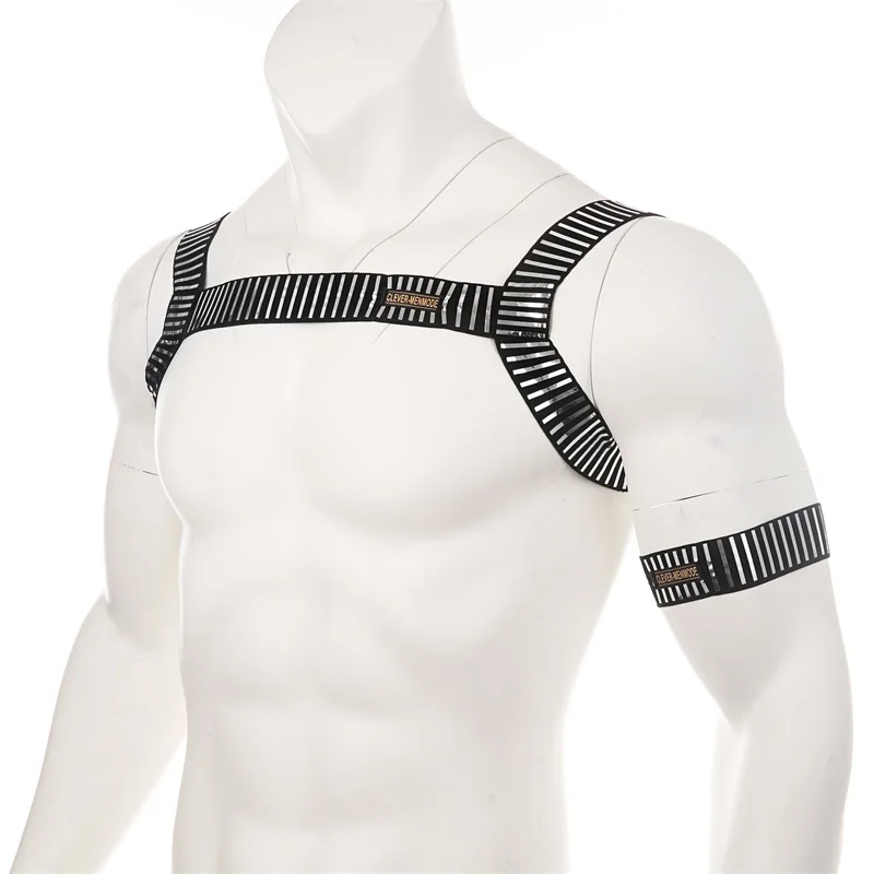 Cosplay&ware Sexy Lingerie Costume Men Hollow Out Harness Belt Body Chest Elastic Muscle Strap Male Exotic Performance Clubwear With Arm Band -Zentai shop online HTB1kwT1boY1gK0jSZFMq6yWcVXaf.jpg