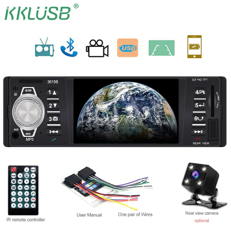 1 Din автомобильное радио 3 9 дюймов аудио стерео AUX FM станция Bluetooth Авторадио MP5