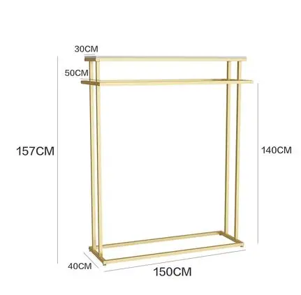Золотая полка для одежды магазин одежды в каркасе острова двухсторонняя женская одежда магазин сумка дисплей стеллаж пол двойной ряд - Цвет: 12