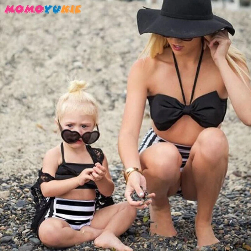 

Mother Daughter Dress Family Matching Clothes Striped Mom and Daughter Dress Family Look Outfits Kids Parent Child Outfits