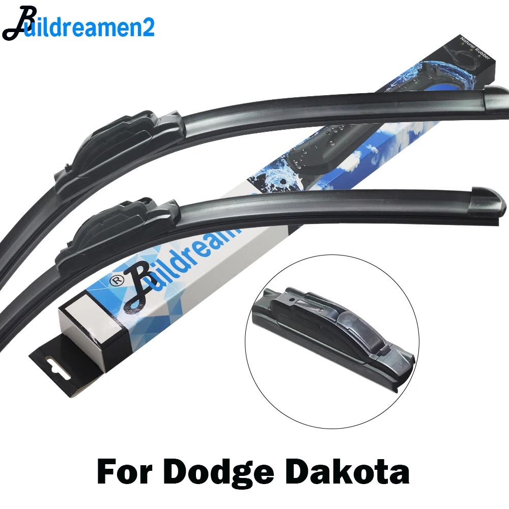 

Buildreamen2 2 Pieces Car Accessories Wiper Blade Rubber Front Windscreen Wiper For Dodge Dakota 1997-2010 Fit Hook Arms