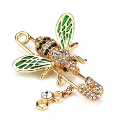 Симпатичные Пчелы женские брошки животных формы кристалл брошь в виде пчелы шпильки значок для одежды женские броши зеленый